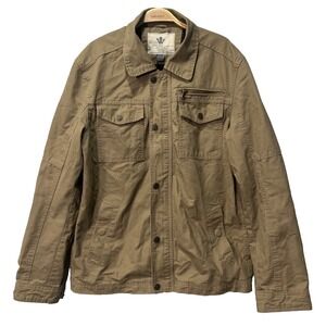 Wenven Field Jacket Mens Medium Khaki Tan Cotton Canvas Military Utility Cargo